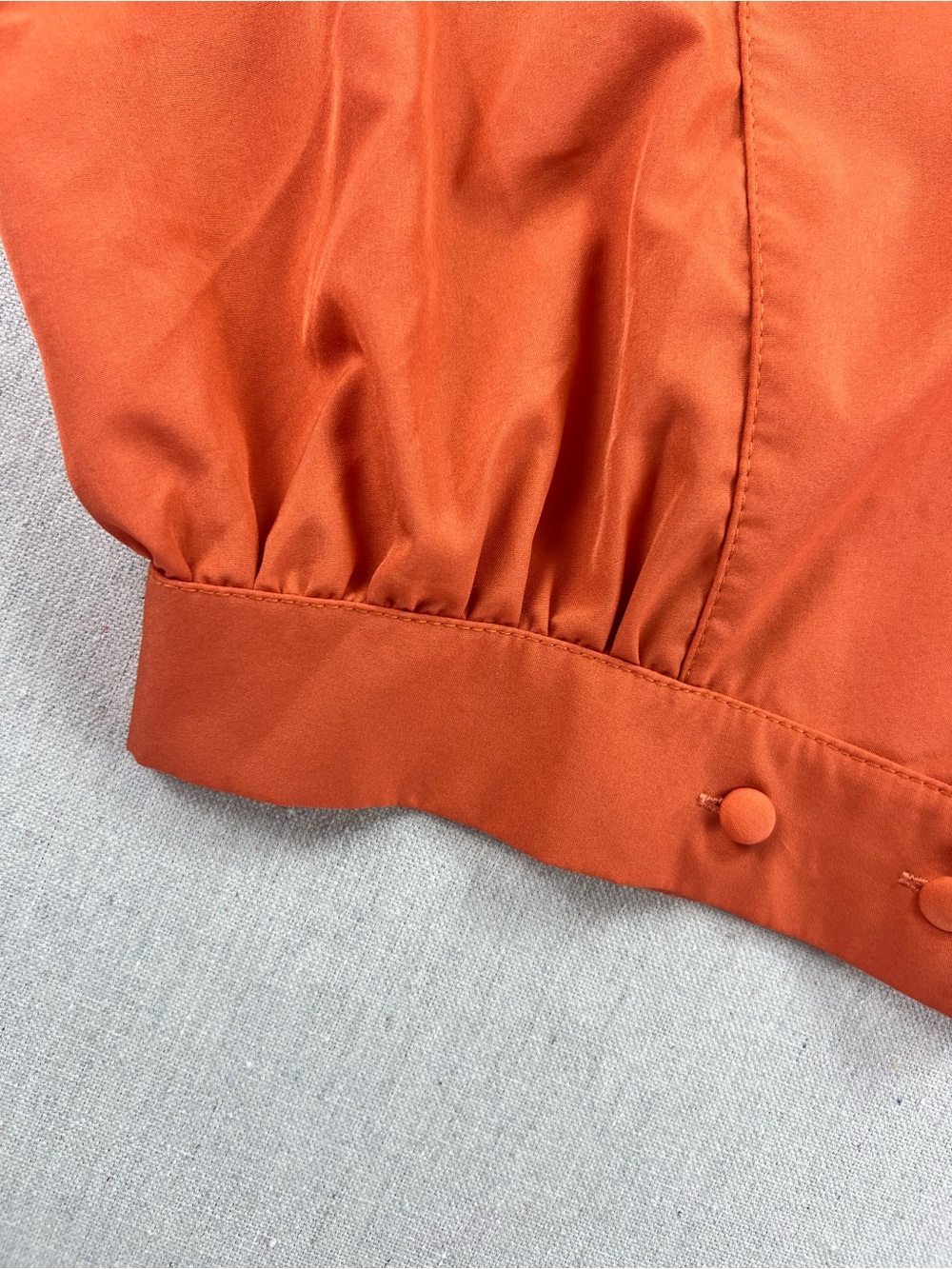Women's Orange Cropped Collared Short Sleeve Pleated Indie Boho Flirty V-Neck M - Picture 4 of 6